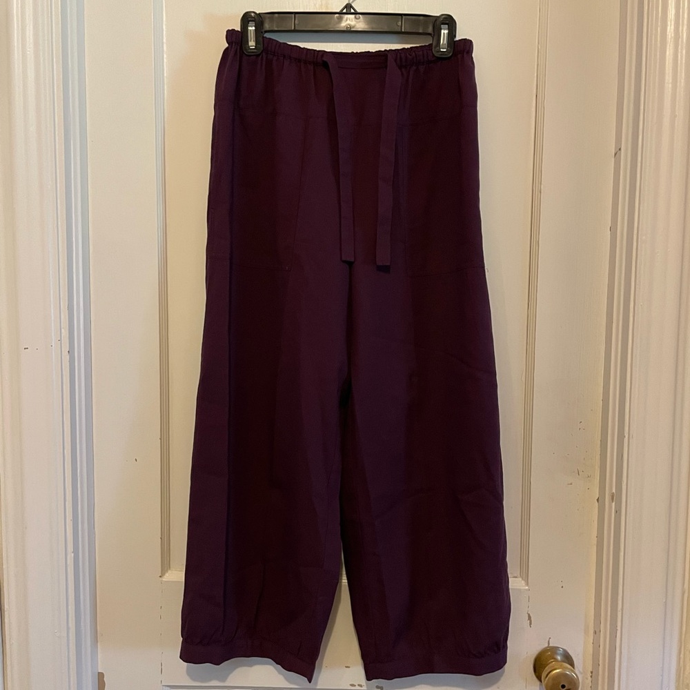 ERES Purple Cotton Cropped Drawstring Pants SZ 8